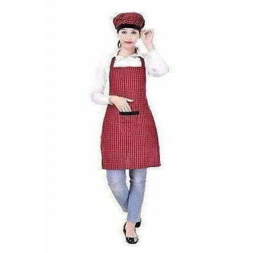 Red And Black Apron With Cap