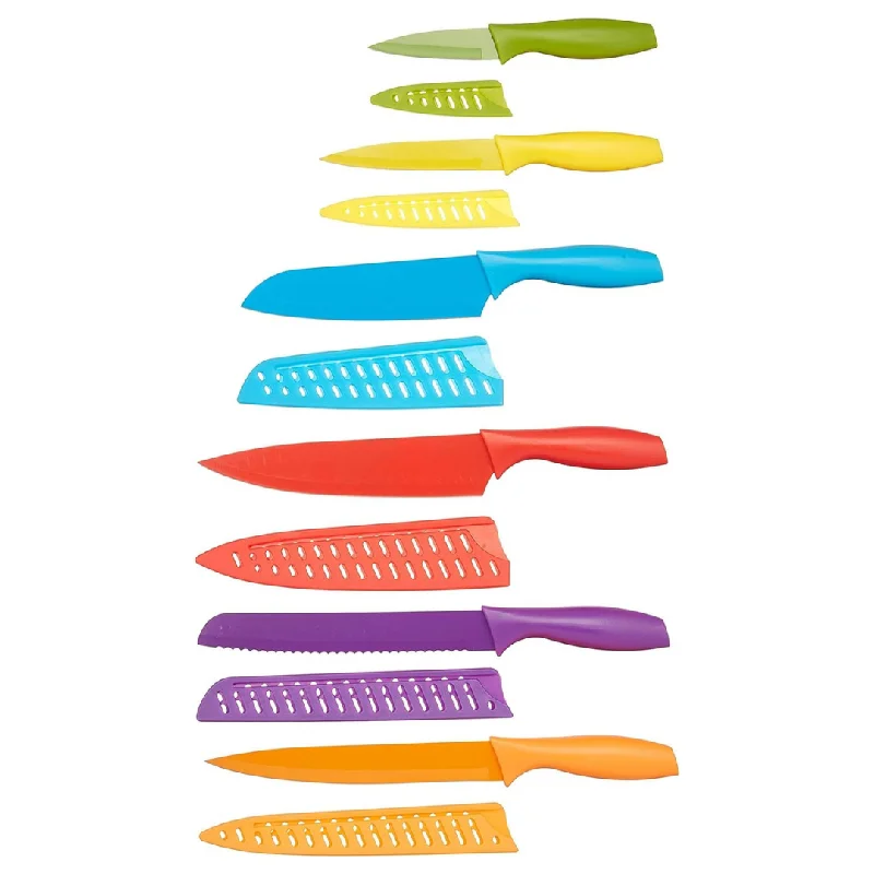 12-Piece AmazonBasics Color-Coded Kitchen Knife Set