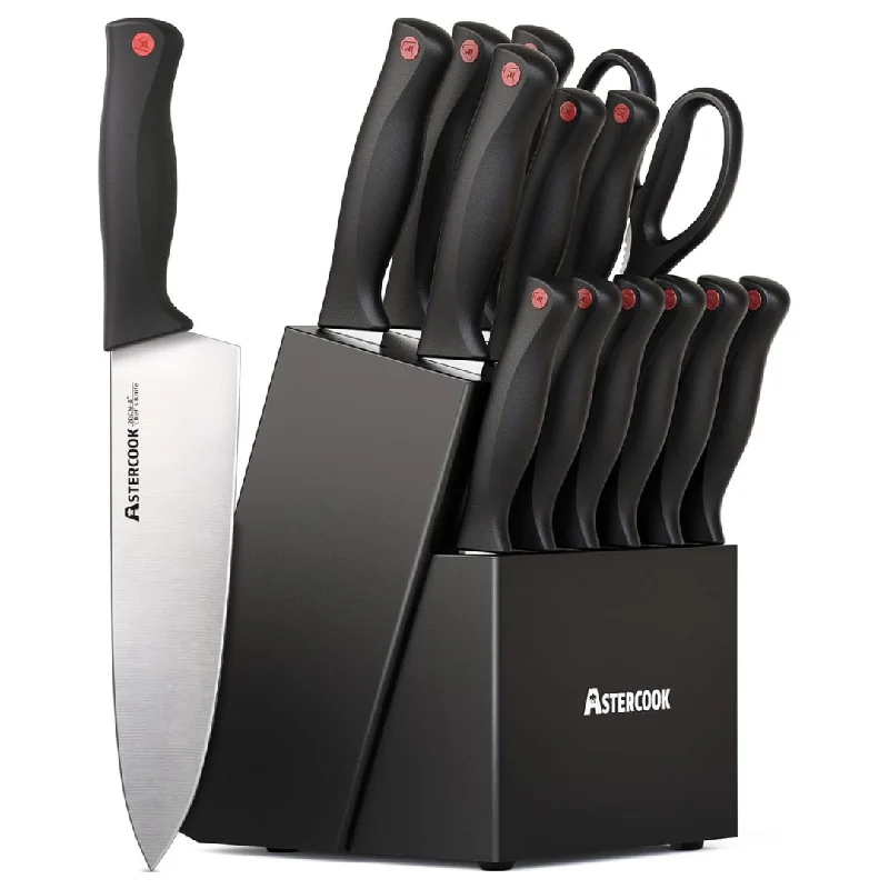 14-Piece Astercook High Carbon Stainless Steel Knife Set With Block