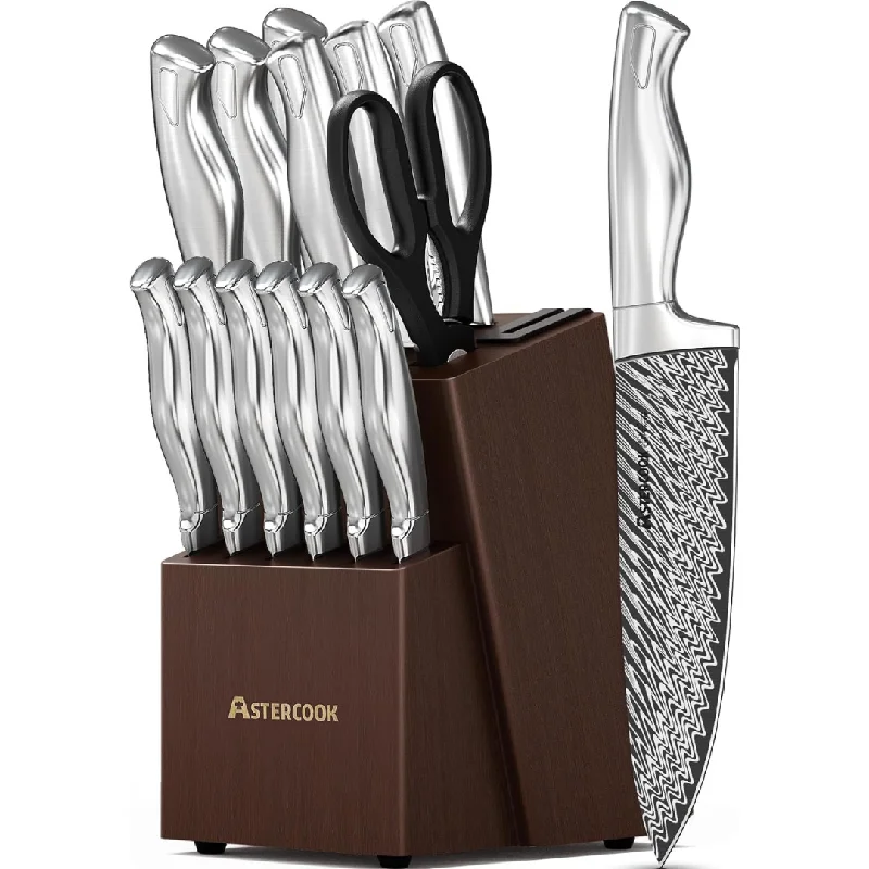 15-Piece Astercook German Stainless Steel Kitchen Knife Set