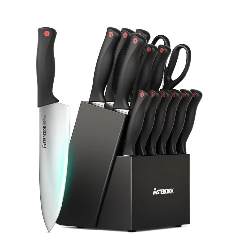 15-Piece Astercook High Carbon Stainless Steel Kitchen Knife Set