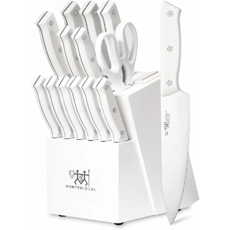 15-Piece Hunter Dual Self Sharpening Kitchen Knife Set with Block