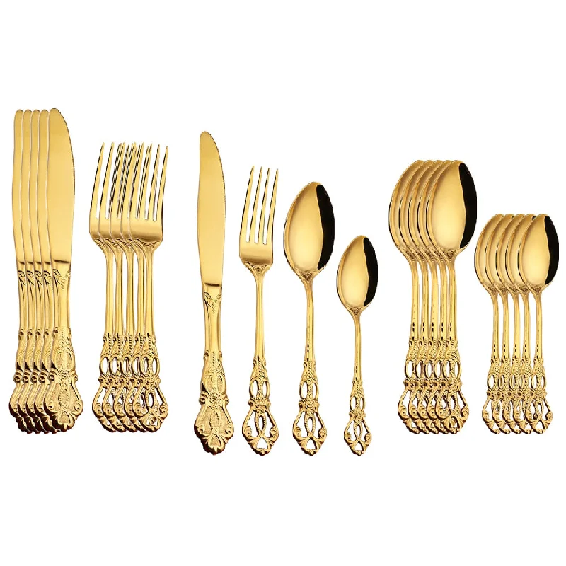 24pcs Cutlery Set Dinnerware Stainless Steel Dinner Silverware