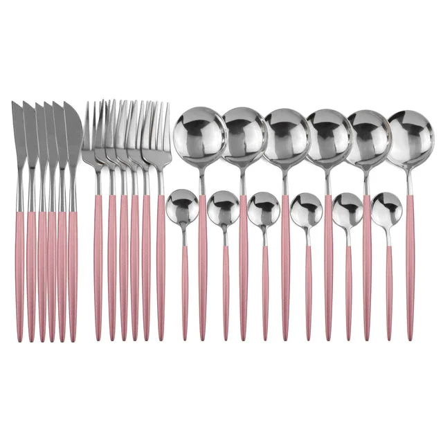 24Pcs Pink Silver