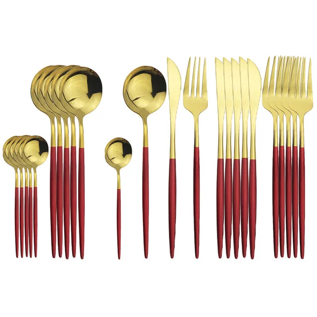 24Pcs Red Gold