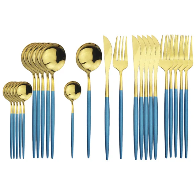 24Pcs Blue Gold