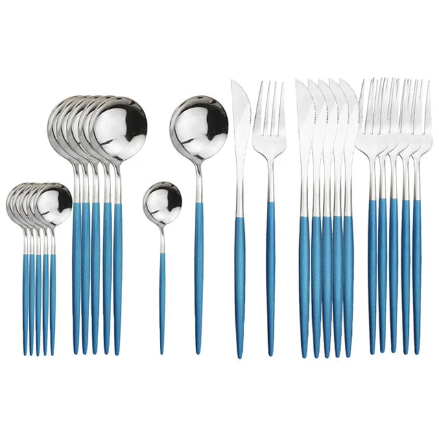 24Pcs Blue Silver