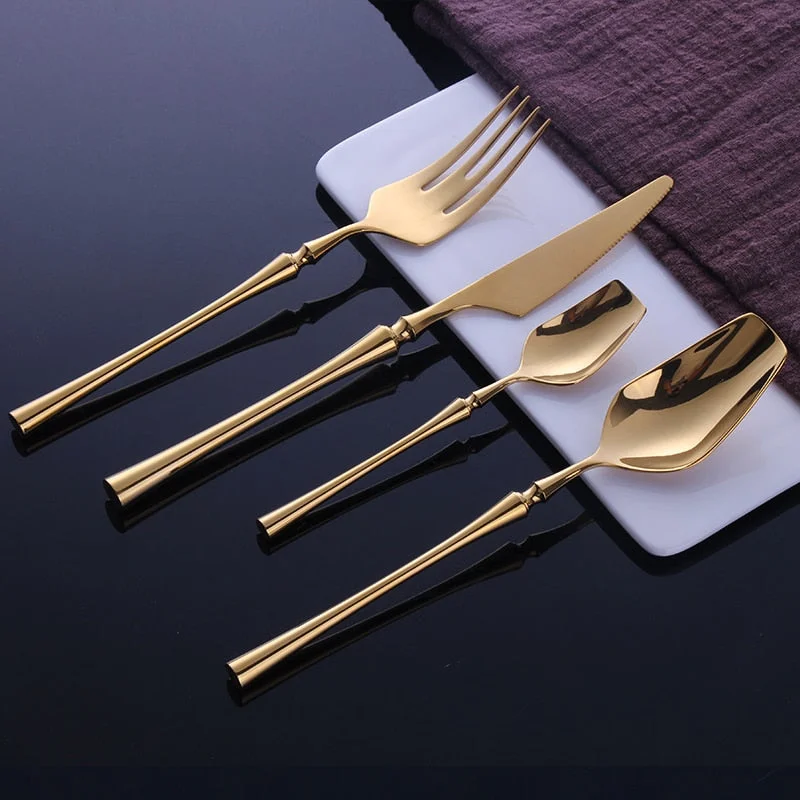 24Pcs Stainless Steel Tableware Cutlery Set Dinnerware Food Cutlery