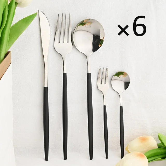 30Pcs Black Silver