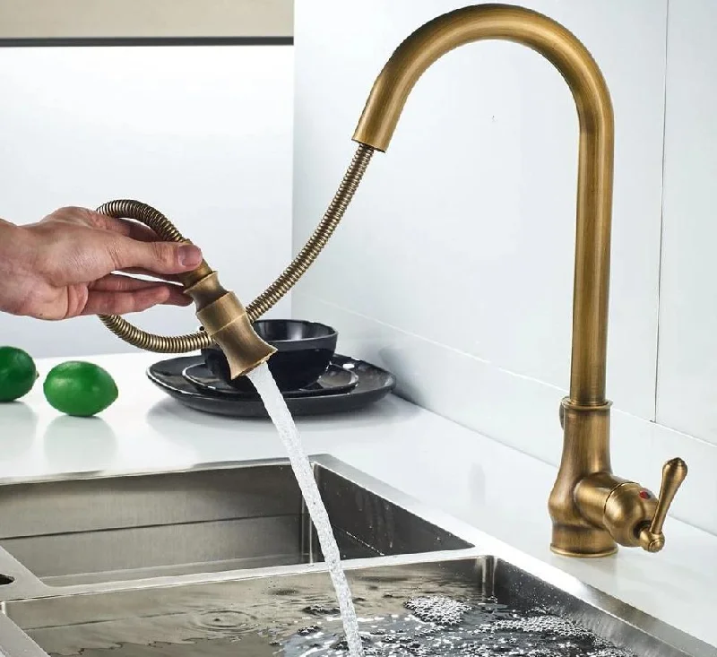 360 Degree Brass Kitchen Faucets Pull Down Mixer Tap In 4 Colors