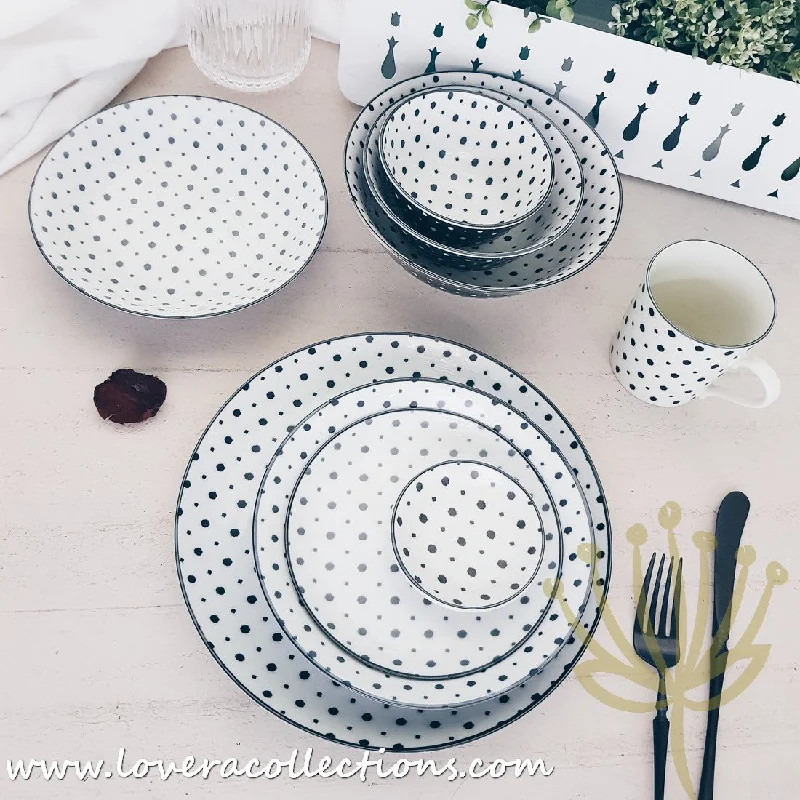 *35% CLEARANCE SALE* Awasaka Black & White Modern DOTS Dinnerware Collection