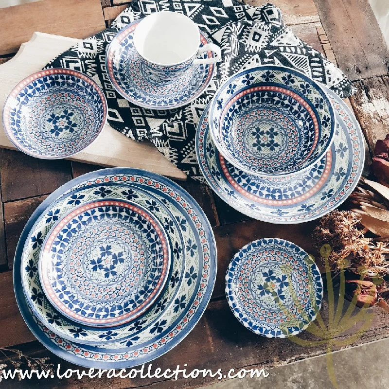 Awasaka Japan Blue Four Leaves Tea & Dinnerware Collection