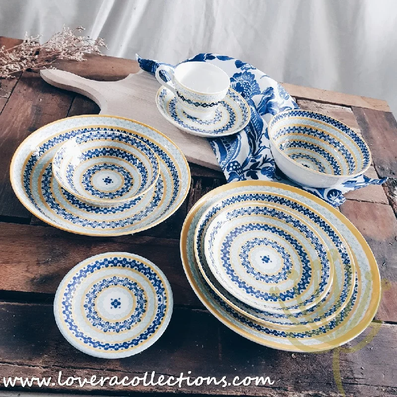 Awasaka Japan Blue & Yellow Floral Tea & Dinnerware Collection