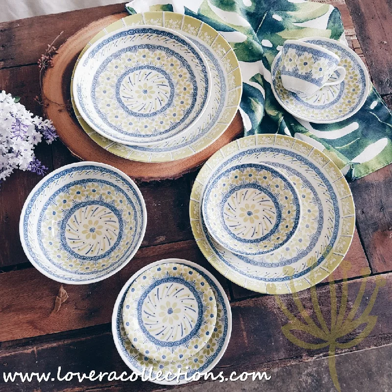 Awasaka Japan Green & Blue Daisy Tea & Dinnerware Collection