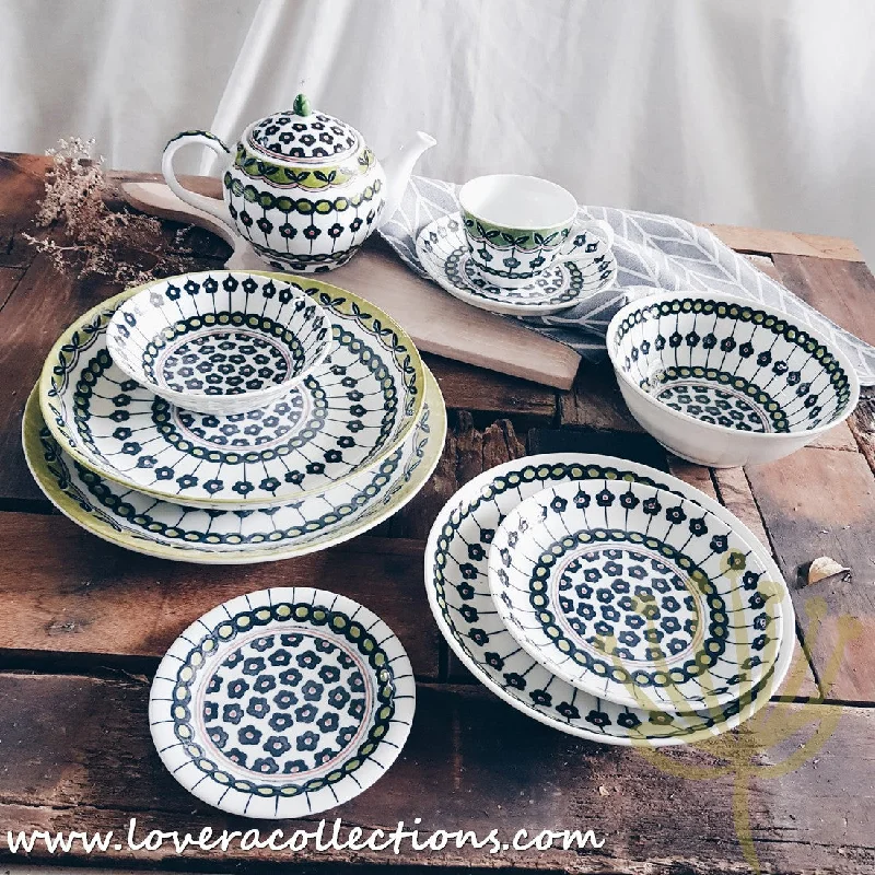 Awasaka Japan Green Poppy Tea & Dinnerware Collection