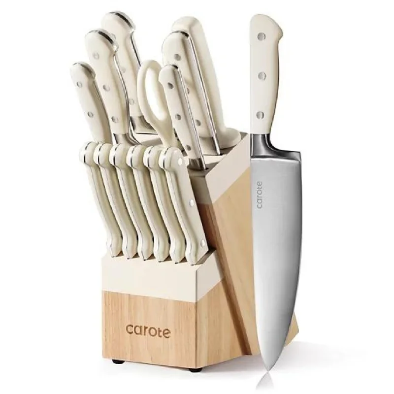 Carote 14 Piece High Carbon Stainless Steel Sharp Blade Block Knife Set