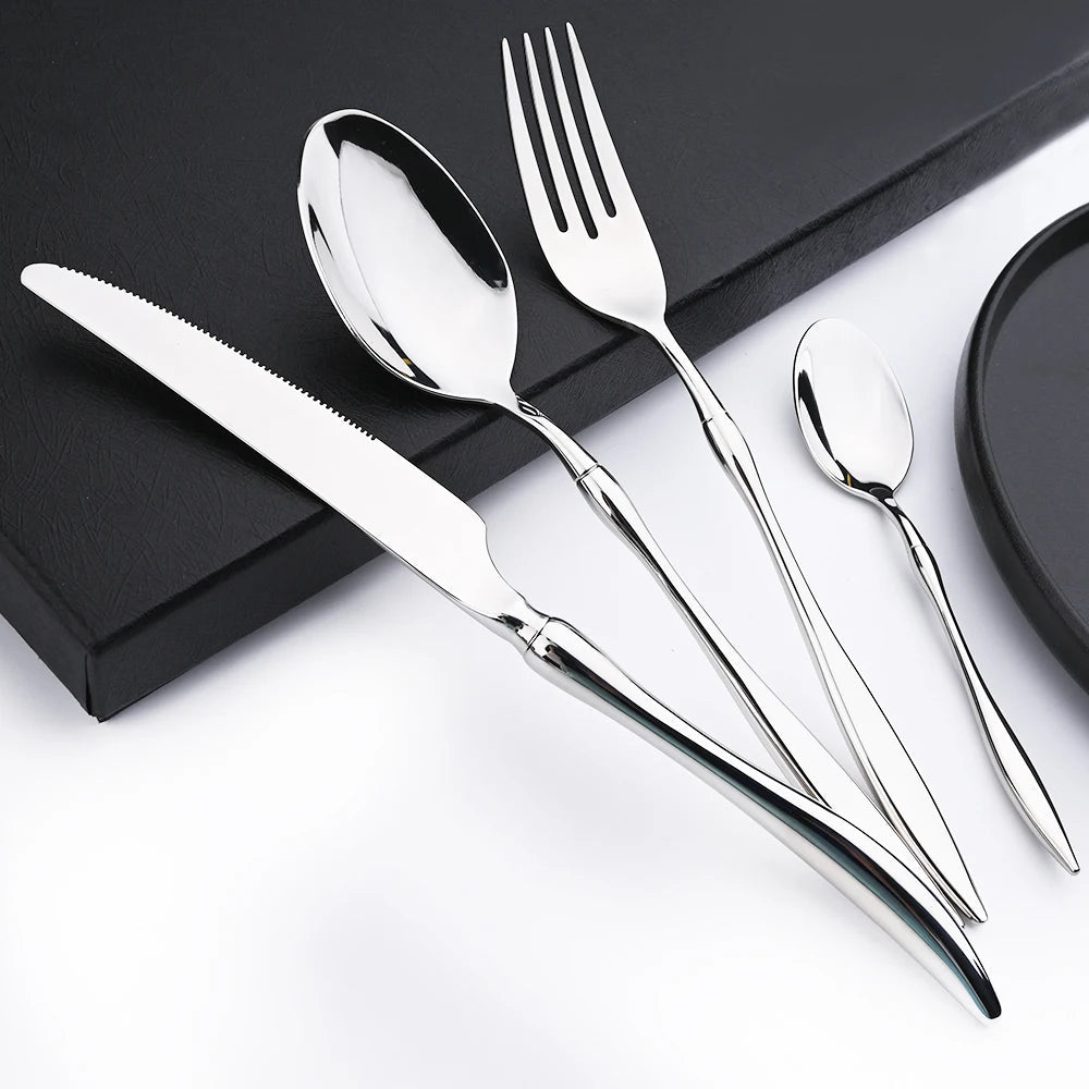 Dinnerware Vintage Cutlery Set Stainless Steel Mirror Silverware Set