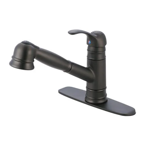 Kingston Brass Oil Rubbed Bronze Single Handle Pull Out Kitchen Faucet GS7575WEL