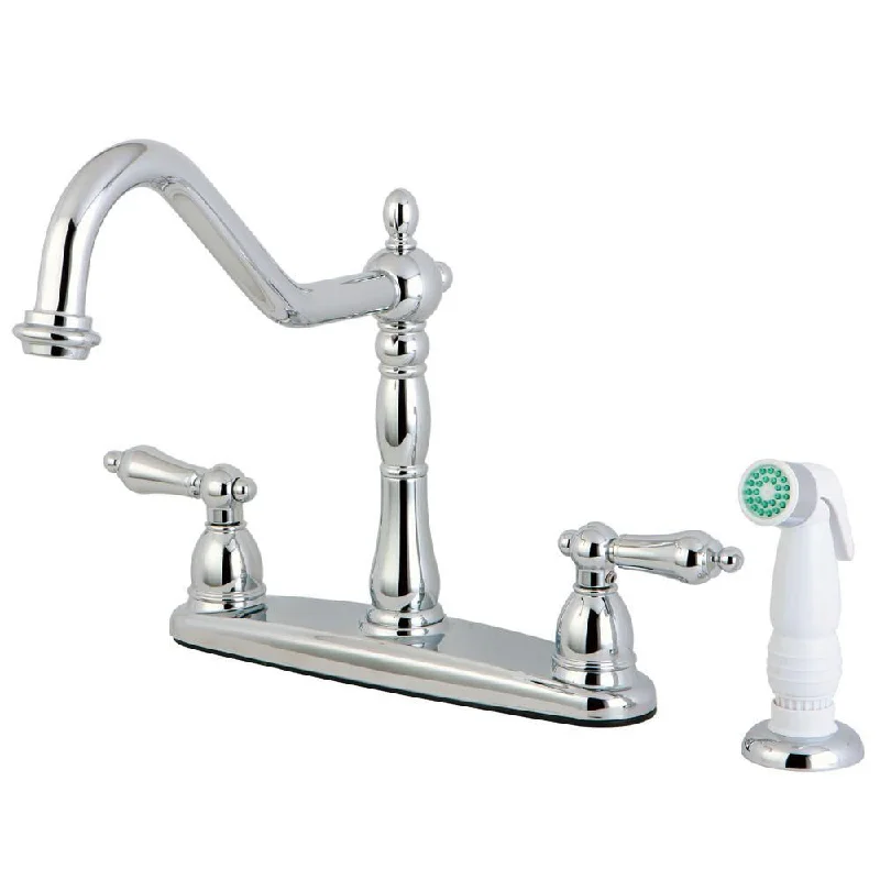 Kingston Chrome 8" Centerset Kitchen Faucet with Non-Metallic Sprayer KB1751AL