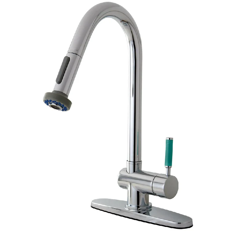 Kingston Green Eden Chrome Pull Down Single Handle Kitchen Faucet GS8881DGL