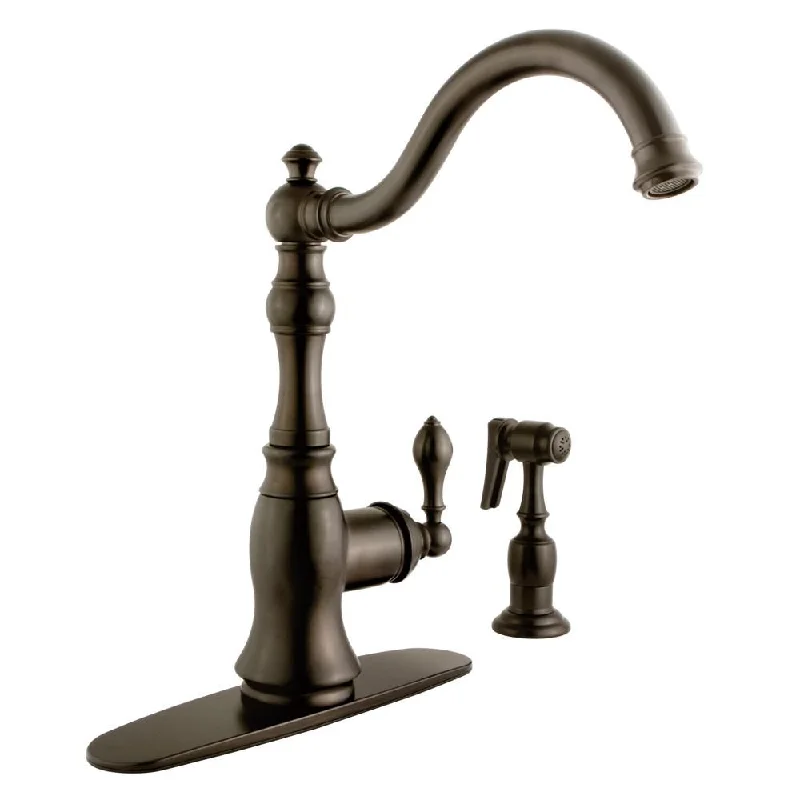 Kingston Oil Rubbed Bronze Single Handle Kitchen Faucet w Sprayer GS7705ACLBS