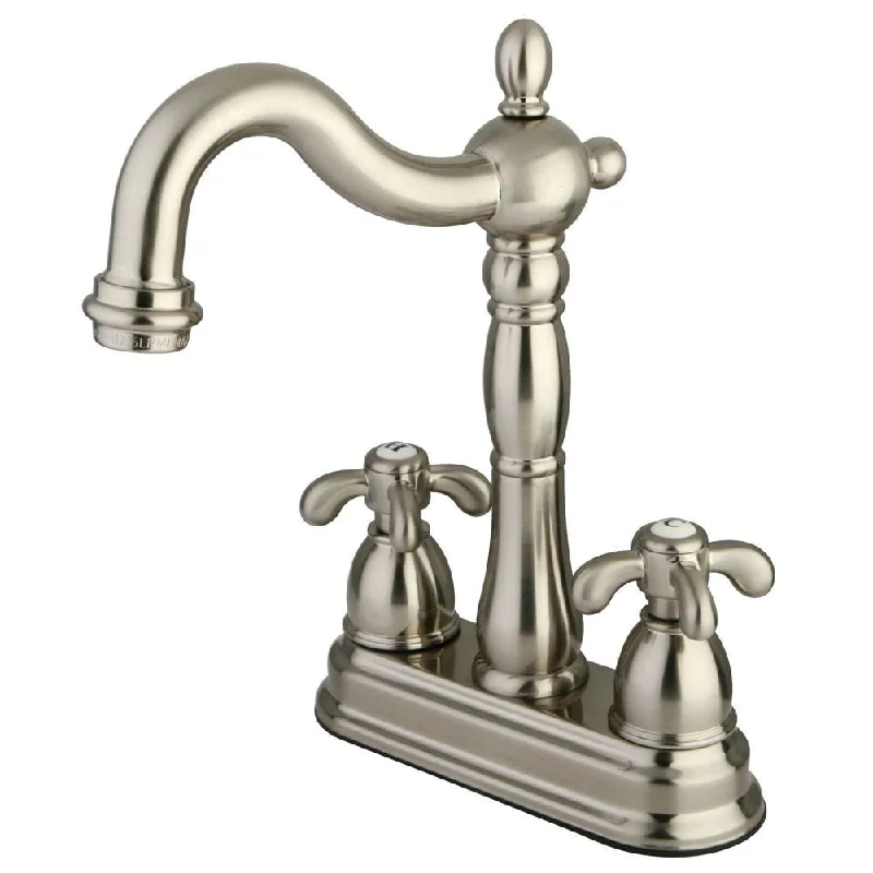 Kingston Satin Nickel Two Handle 4" Centerset Bar Prep Sink Faucet KB1498TX