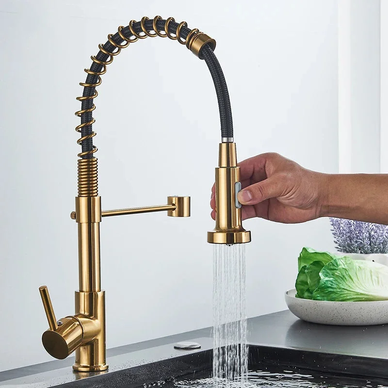 Kitchen Faucet Pull Down 2-way Spray Single Handle 360 Rotation Tap