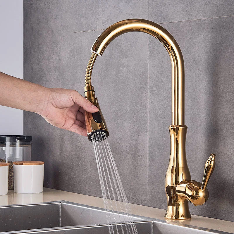 Brass Kitchen Faucet Pull Out Mixer Sink Tap 360 Rotation Single Handle