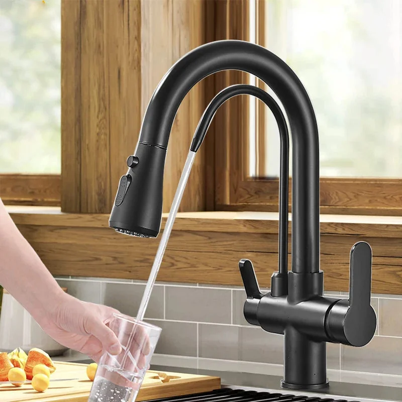 Kitchen Pull Out Spray 360 Rotation Water Filter Three Ways Sink Tap