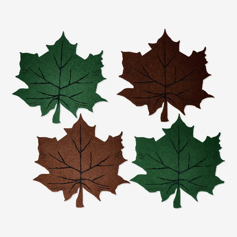 Leaf-Shaped Felt Placemats - 4 pcs