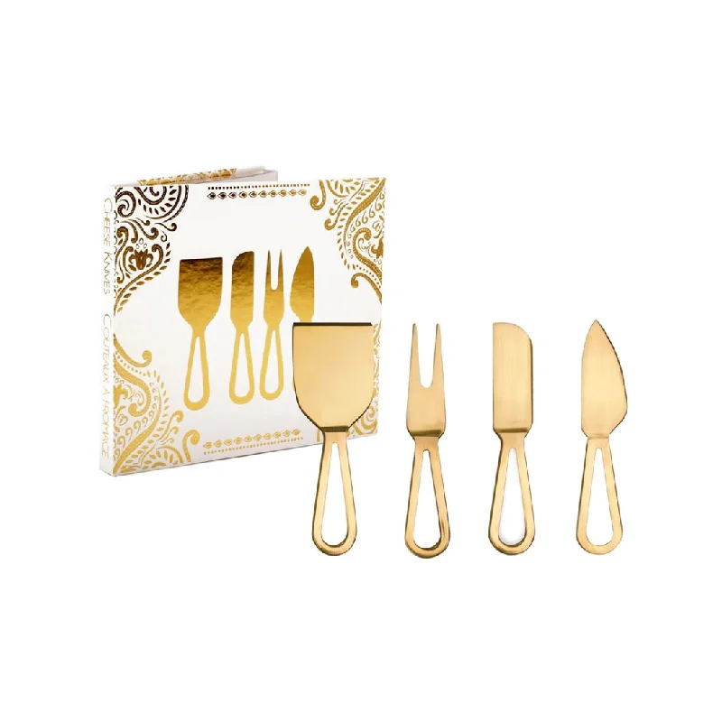 Natural Living 4 Piece Cheese Knife Set, Gold Finish