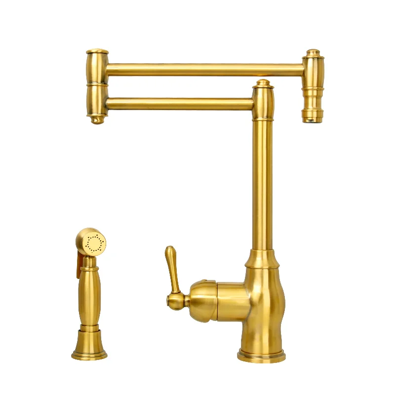 One-Handle Brushed Gold Pot Filler Kitchen Faucet with Side Sprayer - AK96918P1