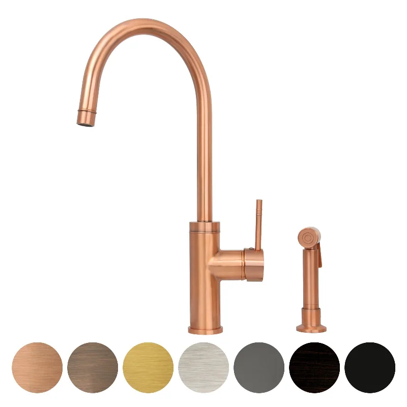 One-Handle Copper Widespread Kitchen Faucet with Side Sprayer-AK96966C