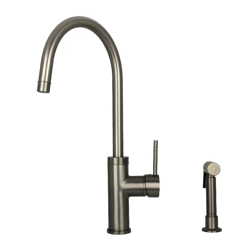 One-Handle Gun Black Widespread Kitchen Faucet with Side Sprayer-AK96966-BGB