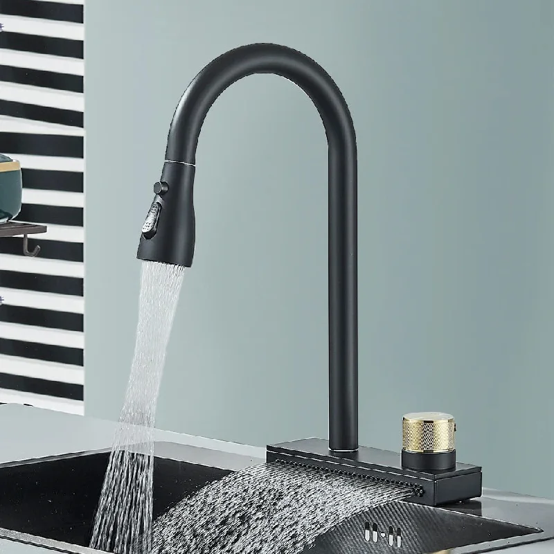 Rainfall Kitchen Faucet Flexible Pull Out 3 Way Nozzle Kitchen Tap