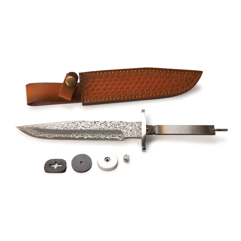 Honor Damascus Fixed Blade Knife for Hunting and Fishing - 12" - Unfinished Kit