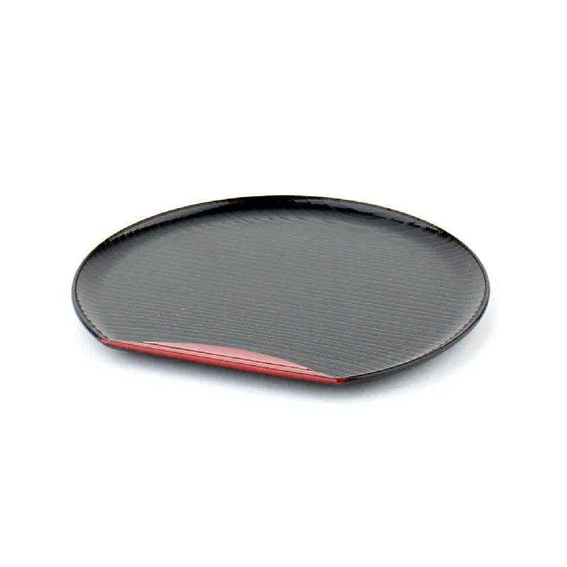 Black Lacquer Half Moon Tray (12.4x13.5x0.8cm)