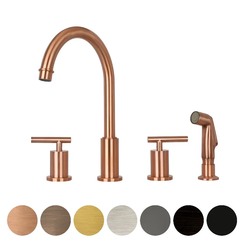 Two-Handles Copper Widespread Kitchen Faucet with Plastic Side Sprayer - AK96866N1