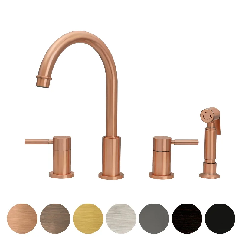 Two-Handles Copper Widespread Kitchen Faucet with Side Sprayer - AK96866