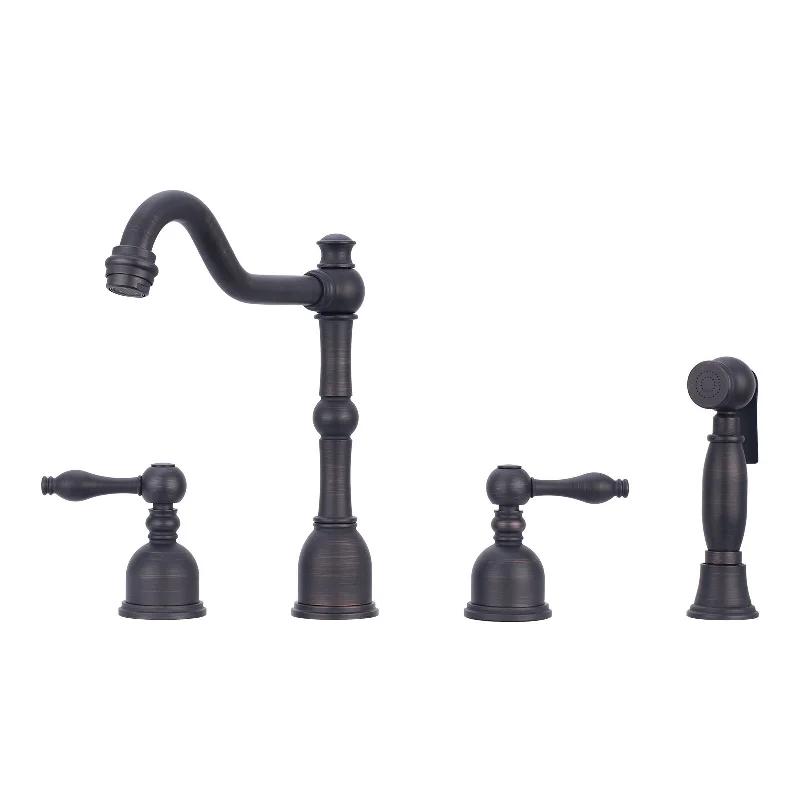 Two-Handles Oil Rubbed Bronze Widespread Kitchen Faucet with Side Sprayer - AK96818-ORB