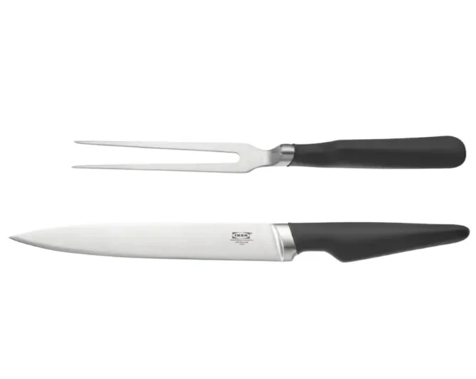 VÖRDA Carving fork and carving knife, black