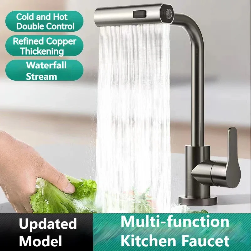 Waterfall Kitchen Faucets Pull Out Rainfall Spray Bathroom Basin Tap