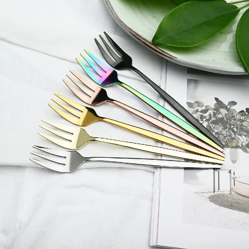 6Pcs/Set Gold Fork Set Tea Cake Snack Fork Dinnerware Dinnerware Sets