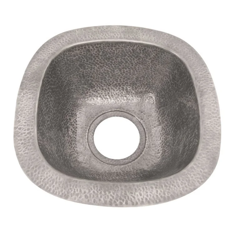 Bar Sink 12L x 12W Inch Single Bowl Trent Hammered Pewter Undermount/Drop In Round Edge Square