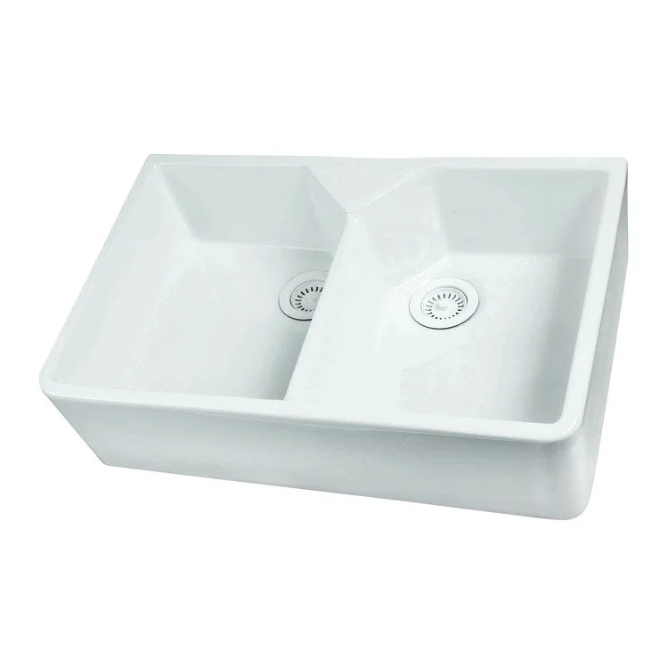 Kitchen Sink 31-1/2L x 19-3/8W Inch Double Bowl Jolie Farmer White Rectangle