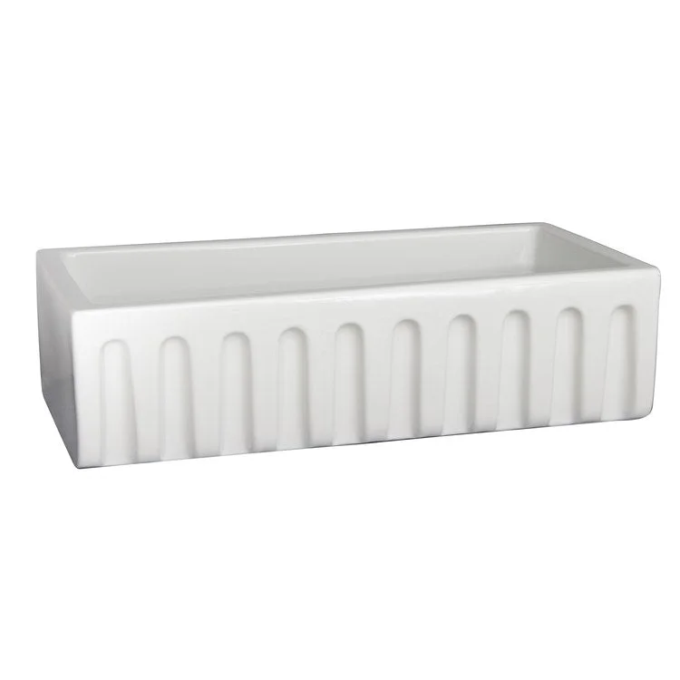 Kitchen Sink 36-1/8L x 18W Inch Single Bowl Hillary Fluted Front White Round Edge Rectangle