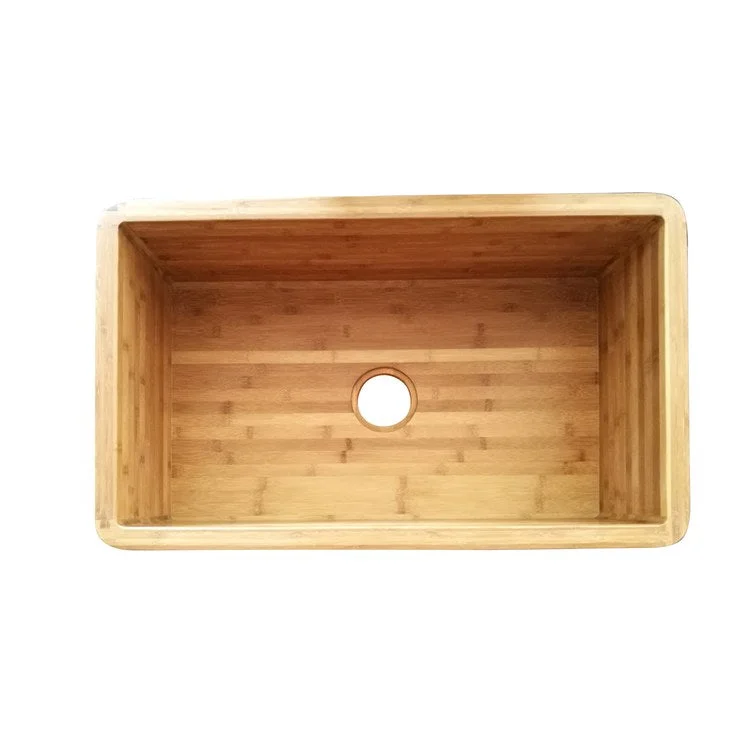 Kitchen Sink 33L x 18W Inch Single Bowl Lydra Fluted Bamboo Rectangle