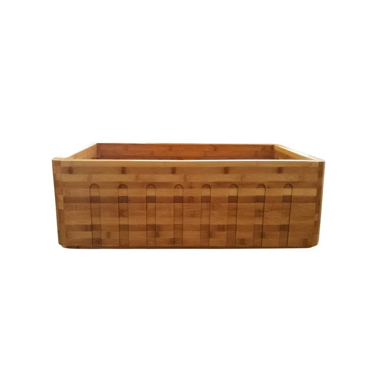 Kitchen Sink 36L x 18W Inch Single Bowl Lydra Fluted Bamboo Rectangle