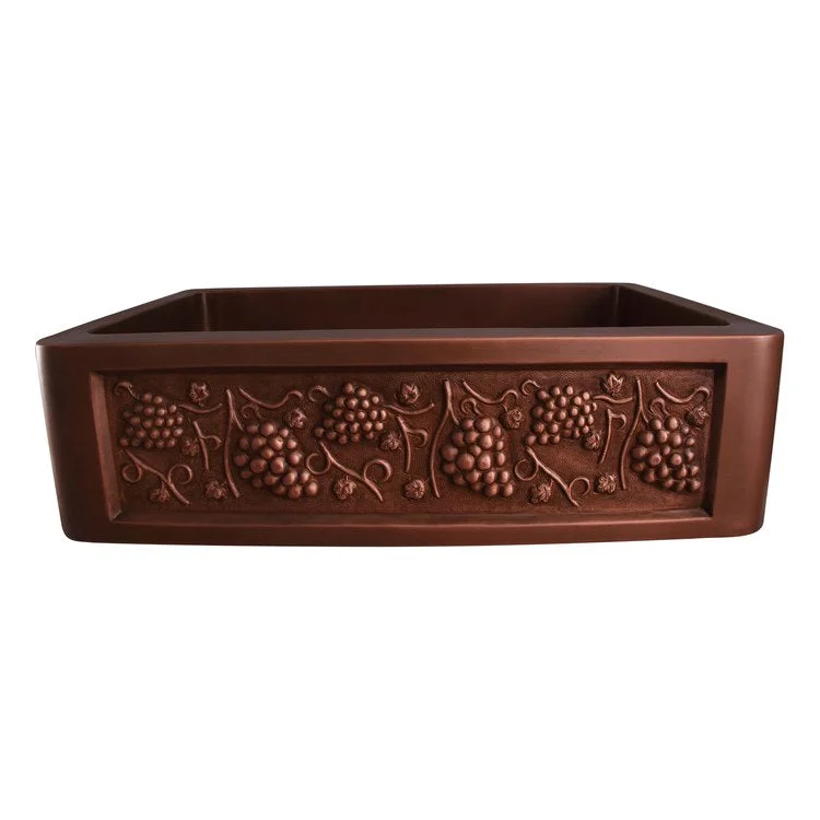 Kitchen Sink 33L x 22W Inch Single Bowl Concord Farmer Smooth Antique Copper Round Edge Rectangle