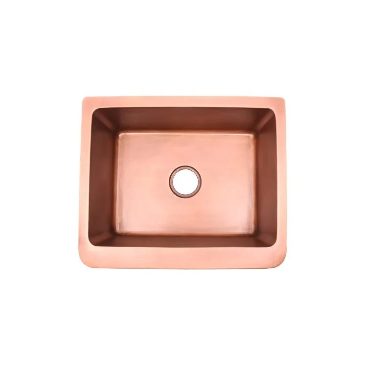 Kitchen Sink 30L x 20W Inch Single Bowl Cilantro Embossed Farmer Smooth Antique Copper Round Edge Rectangle